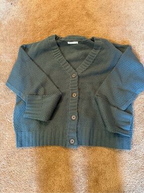 Staccato Chunky V-Neck Button Cardigan - Teal Green